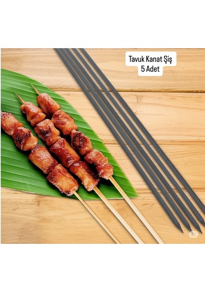 Adana Kebap Kıyma Şişi 5 Adet Tavuk Kanat Şişi 60 Cm,5 Adet.silme Sac Kebap Kıyma Şişi 55 Cm,set 10 Parça