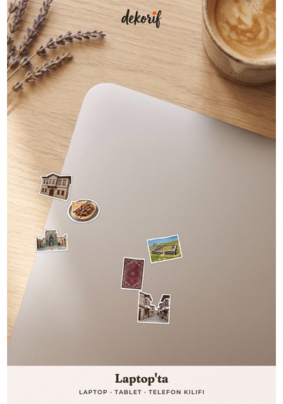 Konya Sticker Seti 100 Adet - Mevlana Türbesi Etli Ekmek Meke Gölü Gerçekçi Ajanda Journal Çıkartma Çok Renkli
