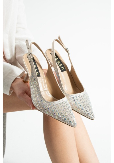 Dabab Shoes Merıa Kadın Altın 7 Cm Sivri Burun Kristal Taş İşlemeli Slingback Topuklu Ayakkabı Dabab Shoes Merıa Kadın Altın 7 Cm Sivri Burun Kristal Taş İşlemeli Slingback Topuklu Ayakkabı