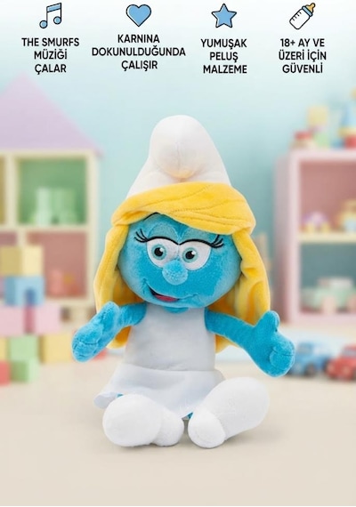 Gioc-hi Preziosi Lisanslı Şirin Köyünden Şirine Müzikli Sesli Yumuşak Malzemeli 25 Cm Oyuncak Peluş Çok Renkli