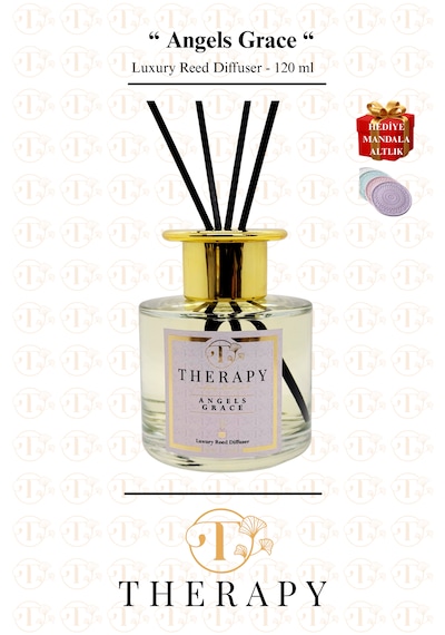 Therapy Smell, Angels Grace - Lüks Çubuklu Oda Kokusu / 120 Ml / Extra Clear Silindir Cam Şişe / Platform Altın Kapak Oryantal