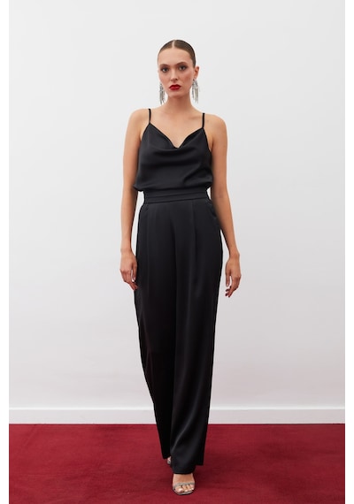 Sateen Cepli Salaş Saten Pantolon - Siyah-133300 Siyah