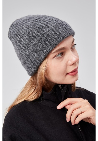 Derikem Basic Şık Standart Lüks Unisex Tiftik Bere Gri