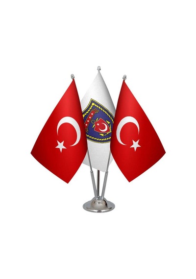 Masa Üstü Deniz Kuvvetleri Bayrağı Türk Bayrağı Üçlü Krom Direk M