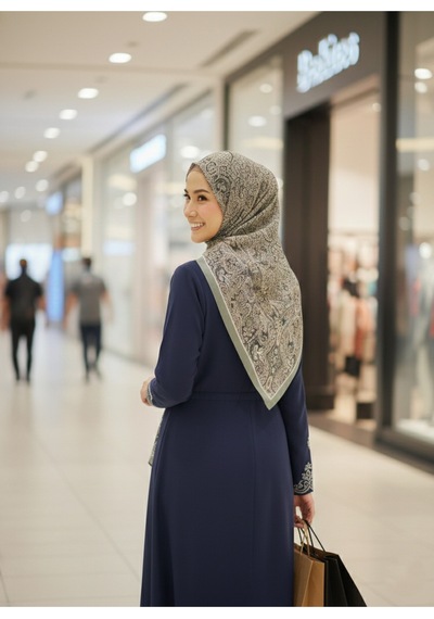 Eyfel Pamuklu Soft Özel Seri Şal Etnik & Çiçekli Desen, Orjinal, Tesettür Giyim, Yeni Koleksiyon Yeşil