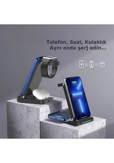 Ilkeshop Newface S90 4in1 Kablosuz Şarj Masaüstü Set - Siyah