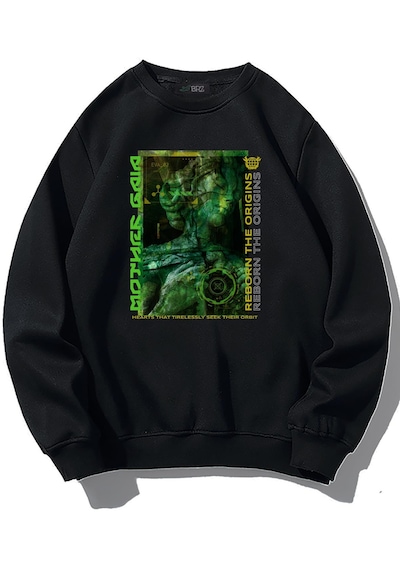 Brz Collection Unisex Oversize Mother Gaia Sweatshirt Siyah