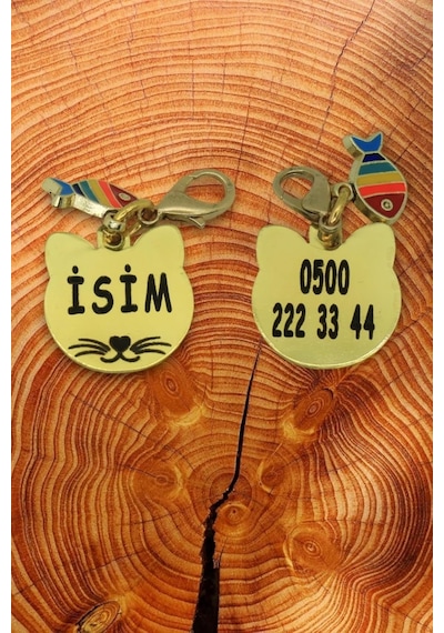 Caramelos Isimli Kedi Tasması Künyesi- Paslanmaz Metal- Çelik- Kişiye Özel Isimlik Çok Renkli-tek Ebat Diğer