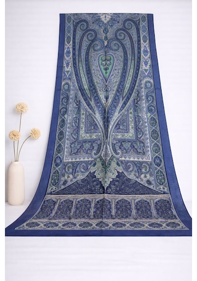 Shawl Secret Glamour Pamuklu Etnik S Al 2 - 52872 Koyu Lacivert Yeşil Lacivert
