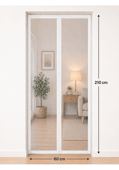 Beylini Hazır Mıknatıslı Kapı Sinekliği 120x210 Cm Cırt Bantlı Sinek Önleyici Kapı Bahçe Pencere Sinek Kovucu Beyaz 120x210cm