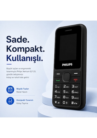 Philips Xenium E2125 Çift SIM Type-C Tuşlu Cep Telefonu Siyah