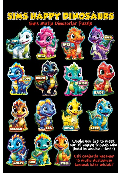 Sims Puzzle Bebekler İçin İlk Puzzle Yapboz Baby Dinozor - 1 Yaş Üstü Montessori Eğitici Oyuncak Dinozorlar