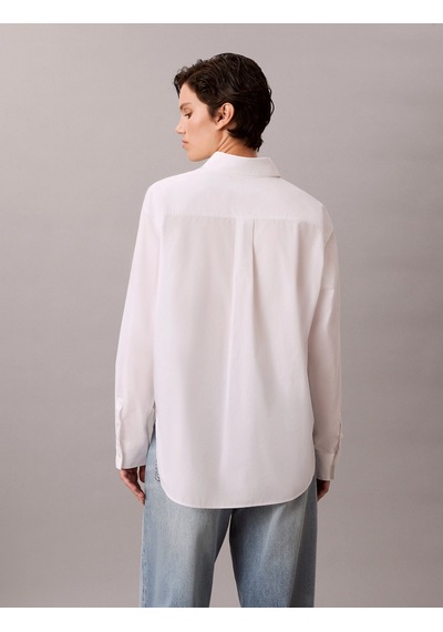 Calvin Klein Pamuklu Poplin Rahat Kesim Dokuma Kadın Beyaz Gömlek Lv047f147g-yaa Beyaz