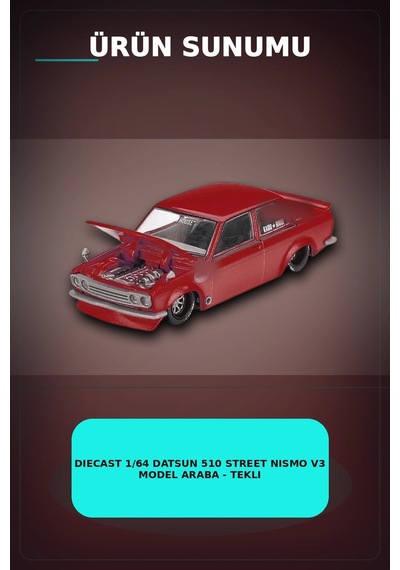 Diecast 1/64 Datsun 510 Street Nismo V3 Model Araba - Tekli Kutu, Koleksiyonluk Bx-313377 Çok Renkli