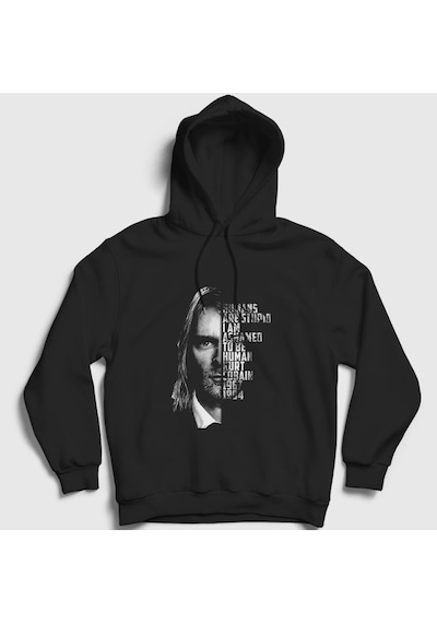 Presmono Unisex Ashamed Nirvana Kurt Cobain Kapüşonlu Sweatshirt Siyah