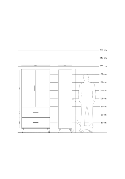 Hyperion Dolap 2 Raflı 2 Çekmeceli 2 Kapaklı 88x44x195 Çam-an... Çam