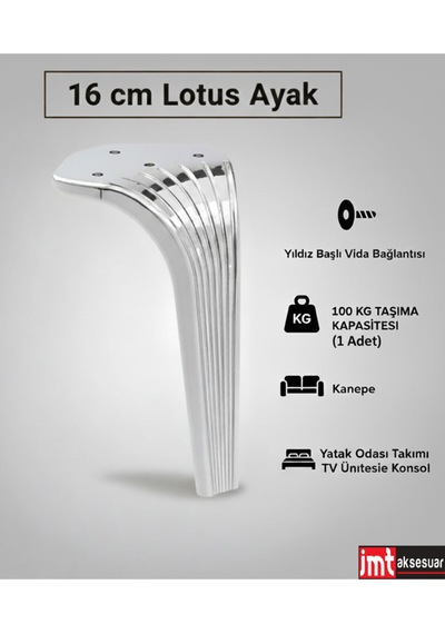 Lotus Koltuk 16 Cm Krom Yatak Odası Tv Ünitesi Konsol Ve Sehpa Ofis Mobilyası Ayağı Krom