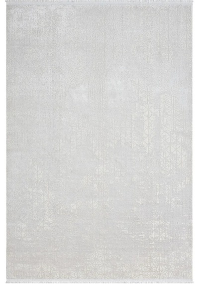Elegance Eg014a Beyaz Halı Sedef Geometrik Detaylı Modern Viskon Doğal Iplik Bambu Halı Tozu Az-67 Grı-beyaz