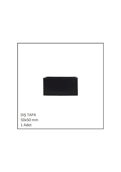 Plastik Dış Tapa, Profil Tapası, Kare, Siyah, 50x50 Mm Siyah