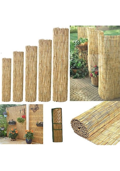 Kamış Çit Bambu Çit Hasır Doğal 1,00 X 5,00 Metre (Telli) Kamış Ç
