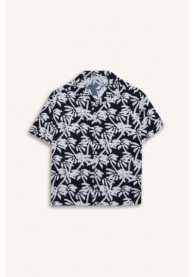 DeFacto Erkek Çocuk Oversize Geniş Kalıp Polo Yaka Desenli Kısa Kollu Gömlek E2969A825SMNV146