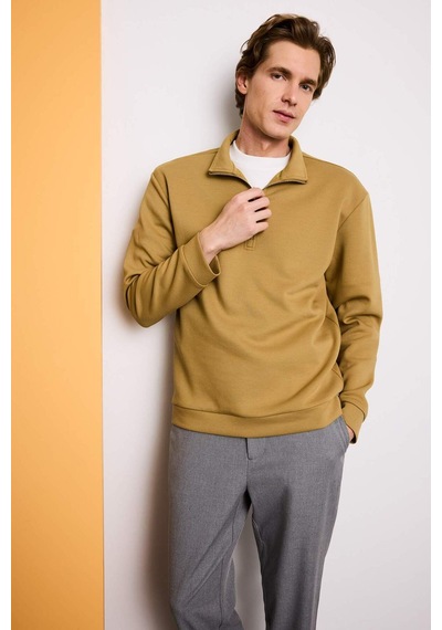 Defacto Regular Fit Dik Yaka Sweatshirt F9855ax26spkh502 Haki-kh502