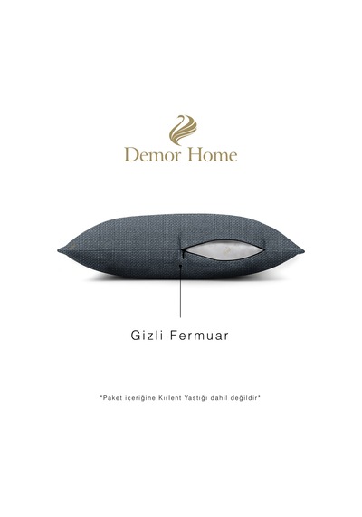 Br Demor Home Keten Dokulu Granit Grisi Kırlent Yastık Kılıfı Gri