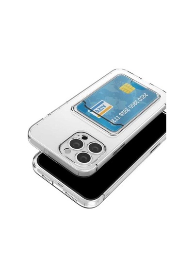 Apple Uyumlu iPhone 12 Pro Max Kılıf Kartlıklı Şeffaf Zore Setra Clear Silikon Kapak Renksiz