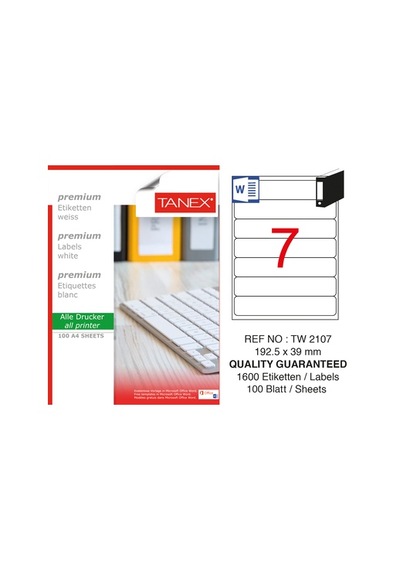 Tanex Tw-2107 - 192.5 X 39 MM Laser Etiket 100 Adet