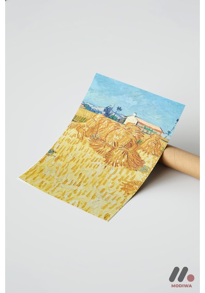 Van Gogh Buğday Demetleri, Çerçevesiz Yüksek Kalite Duvar Afişi - Sanatsever Hediyesi