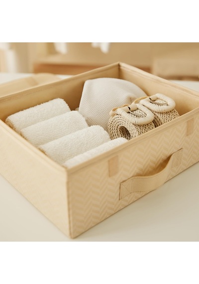 2'li Bej Balıksırtı Kapaklı Kutu Set 30 X 23 X 11 Cm