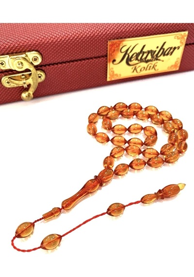 ATEŞ KEHRİBAR TESBİH SİSTEMLİ BAL RENGİ BEYZİ MODEL