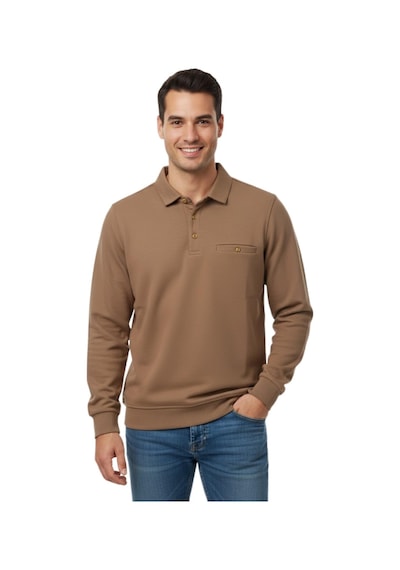 Raymons Erkek Gömlek Yaka Petek Doku Cepli Regular Fit Sweatshirt Bgl-st04956 Camel