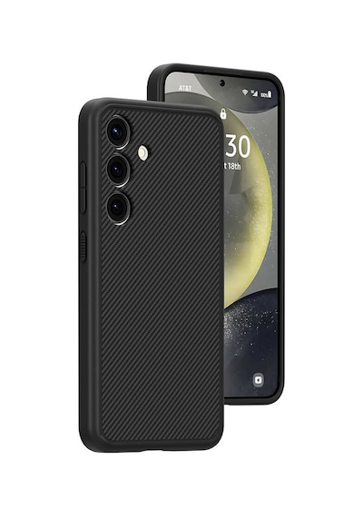 Khayra Galaxy Uyumlu S24 Plus Kılıf Magsafe Şarj Özellikli Karbon Fiber Görünümlü T-karbon Siyah