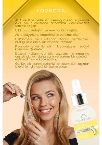 Aha/bha Peeling Serum Glycolic Acid Salicylic Acid Hyaluronic Acid Derin Cilt Bakım Serumu 30 Ml
