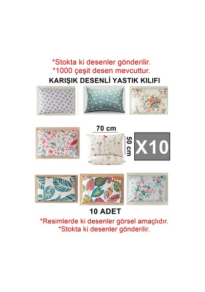 Yastık Kılıfı Karışık Desenli Gündelik Kullanımlık Düğünlük Dağıtmalık Okuluk 50 70 Cm Pillowcase Çok Renkli
