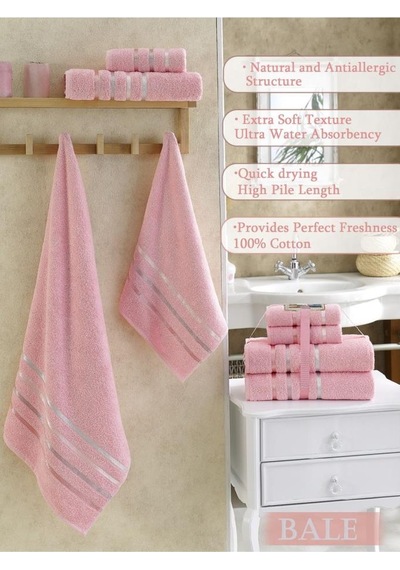 Banyo Havlu Seti 4 Lü Bale Pembe
