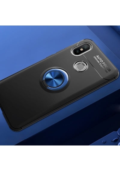 Xiaomi Mi 8 Se Kılıf Yüzüğü Stant Ve Araç Tutucu Olabilen Şık Esnek Premium Silikon Kapak Ryc/ravel Siyah - Mavi