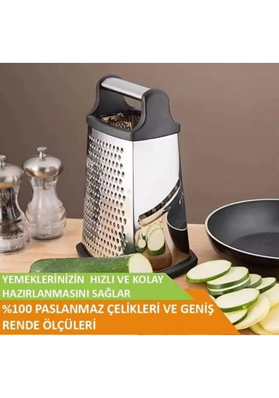 Tr Paslanmaz Çelik 4 Taraflı Çok İşlevli Rende, Siyah Genel