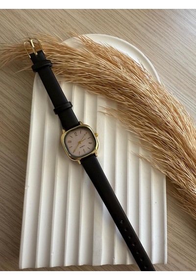 Rub046 25 Mm Rubsey Retro Minimal Deri Kordon Vintage Kadın Kol Saati Siyah