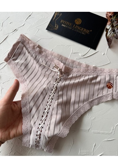 Lola Transparan Arkası Bağlama Detaylı Pamuklu Fantezi/günlük Kul Bej