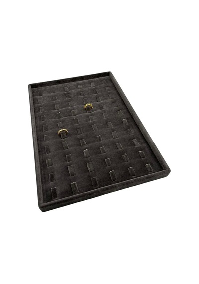 Yerli Üretim Süet Kumaş Siyah Renk 34/24 Cm Dikine Tırnaklı Çekmece İçi Yüzük Tablası Çok Renkli