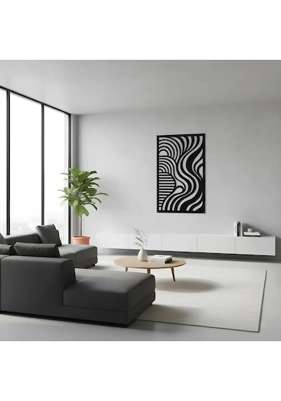 Dikey Dalgalı Metal Duvar Tablosu Salon Dekorasyonu