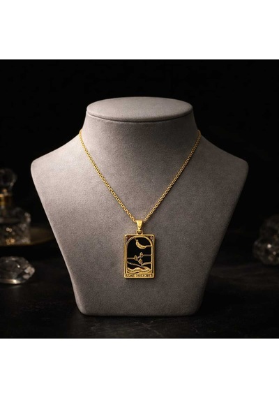 Gold Kaplama Tarot Figürlü Kolye Çok Renkli