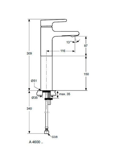 Ideal Standard Attitude Lavabo Bataryası - A4600aa- Krom