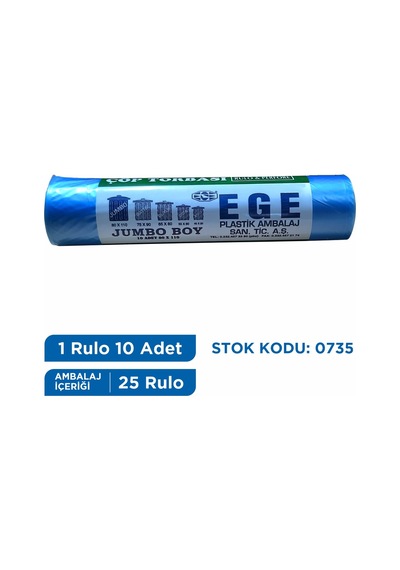 Egeplast Çöp Torbası Jumbo Boy 80X110 Koli 25 Rulo