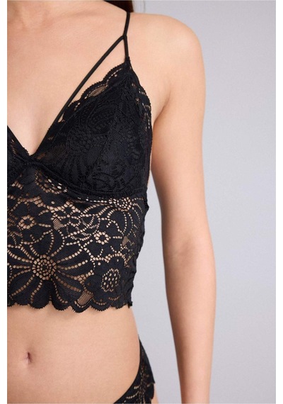Defacto Dantelli Dantel Kaplı Pedli Balensiz Bralet G7763ax26spbk81 Siyah-bk81