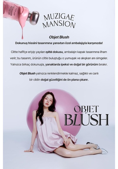 Hafif Yapılı, Ciltle Bütünleşen Parlak Bitişli Likit Allık Objet Blush 001 Lilium