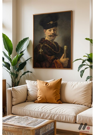 Rembrandt Kürklü Asilzade, Ahşap Çerçeveli Duvar Tablosu - Sanatsever Hediyesi