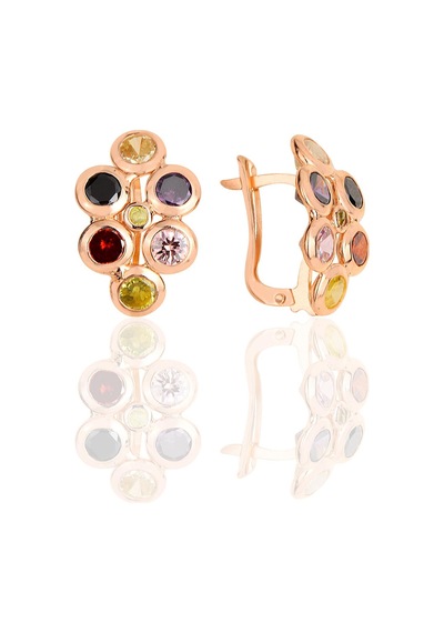 Söğütlü Silver Gümüş Rose Renkli Taşlı Küpe Barcode Gold - Rose Gold - Rodyum